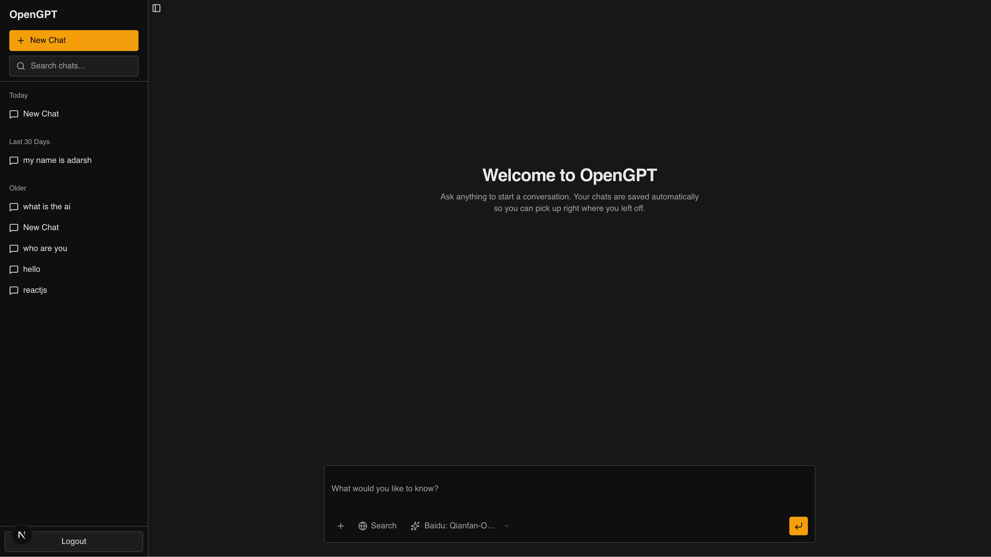 OpenGPT UI preview